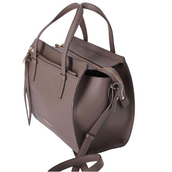 Salvatore Ferragamo Amy Handbag Gray Beige Leather Small Crossbody - Picture 4 of 8